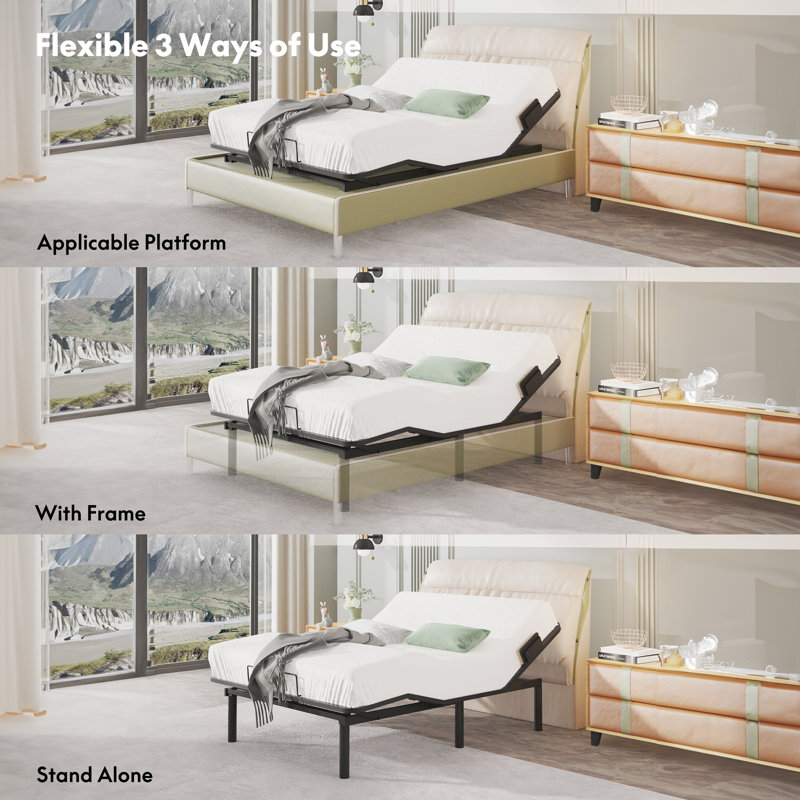 Alwyn Home Onycha Zero Clearance Adjustable Bed Frame with Alwyn Home Onycha Zero Clearance Adjustable Bed Frame with